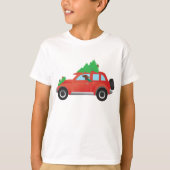 アイリッシュセッターのクリスマスツリーで車を運転 Tシャツ (正面)