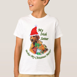 アイリッシュセッターのクリスマスプレゼント Tシャツ