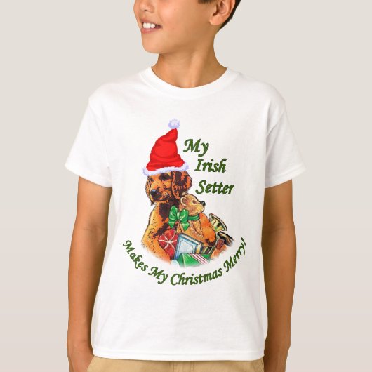 アイリッシュセッターのクリスマスプレゼント Tシャツ (正面)