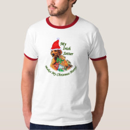 アイリッシュセッターのクリスマスプレゼント Tシャツ