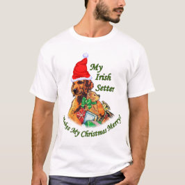 アイリッシュセッターのクリスマスプレゼント Tシャツ
