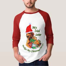 アイリッシュセッターのクリスマスプレゼント Tシャツ