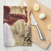 アイリッシュセッターのスポーツのな犬の1900年のイラストレーション キッチンタオル (四つ折り)