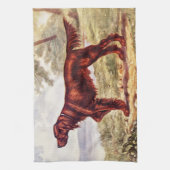 アイリッシュセッターのスポーツのな犬の1900年のイラストレーション キッチンタオル (縦)