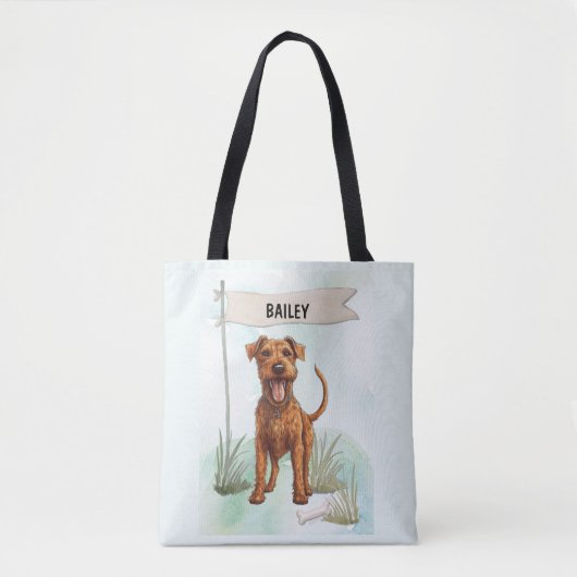 アイリッシュセッターの個性あふれる水彩画の犬グッズ トートバッグ (正面)