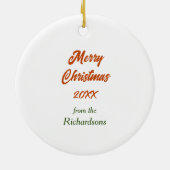 アイリッシュセッターの楽しいクリスマス セラミックオーナメント (裏面)