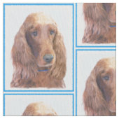 アイリッシュセッターの絵画-かわいい元の犬の芸術 ファブリック (クローズアップ)
