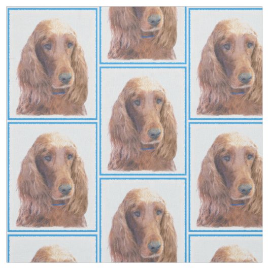 アイリッシュセッターの絵画-かわいい元の犬の芸術 ファブリック (見本)