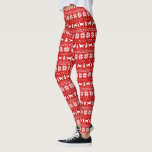 アイリッシュセッターはクリスマスパターンのシルエットを描きます レギンス<br><div class="desc">アイリッシュセッターのシルエットが付いているかわいい赤と白のクリスマスのセーターパターン</div>