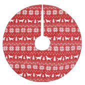 アイリッシュセッターはクリスマスパターン赤のシルエットを描きます ブラッシュドポリエステルツリースカート (正面)