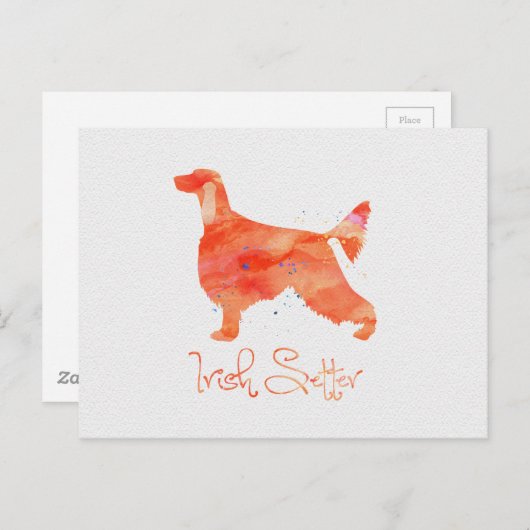 アイリッシュセッターウォーターカラーデザイン ポストカード (正面/裏面)