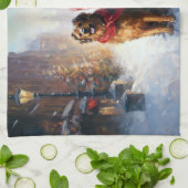 アイリッシュセッタークリスマスフェスティバルシーズン キッチンタオル (折り畳み)