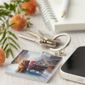 アイリッシュセッタークリスマスフェスティバルシーズン キーホルダー (正面右)