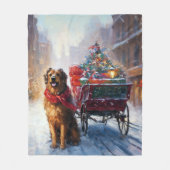 アイリッシュセッタークリスマスフェスティバルシーズン フリースブランケット (正面)