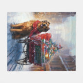 アイリッシュセッタークリスマスフェスティバルシーズン フリースブランケット (正面(横))