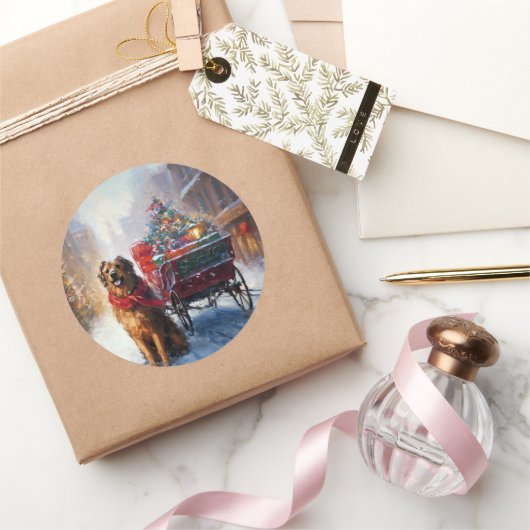 アイリッシュセッタークリスマスフェスティバルシーズン ラウンドシール (ギフト)