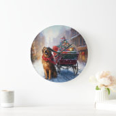 アイリッシュセッタークリスマスフェスティバルシーズン ラージ壁時計 (ホーム)