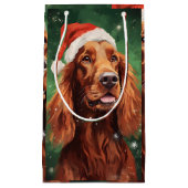 アイリッシュセッタークリスマス絵を描ブラシのアートワーク スモールペーパーバッグ (正面)