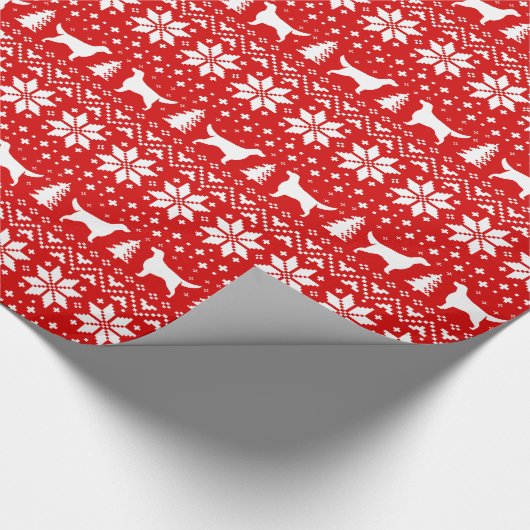 アイリッシュセッターシルエット犬クリスマスホリデー ラッピングペーパー (角)