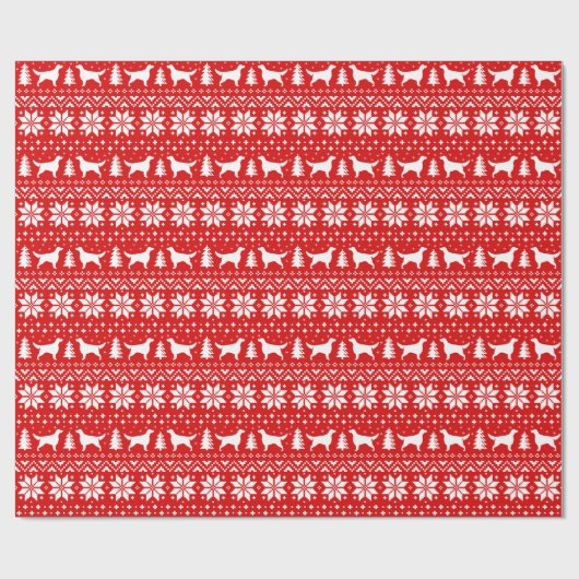 アイリッシュセッターシルエット犬クリスマスホリデー ラッピングペーパー (フラット)