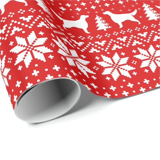 アイリッシュセッターシルエット犬クリスマスホリデー ラッピングペーパー (ロールコーナー)