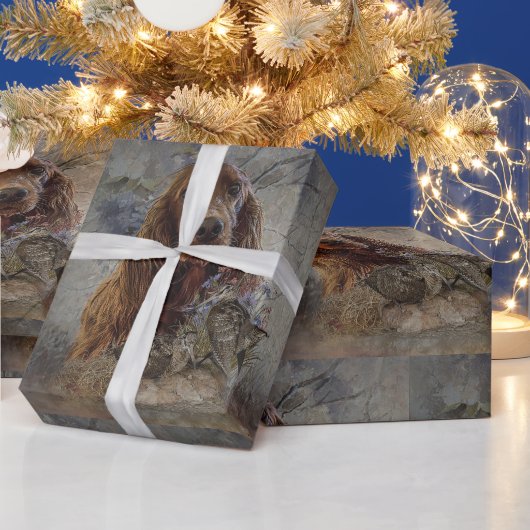 アイリッシュセッターズウィズウッドコック – パッション狩り ラッピングペーパー (クリスマス)