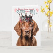 アイリッシュセッタードッククイーンおもしろい誕生日 カード (黄色い花)