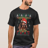 アイリッシュセッタードッグクリスマスサンタおもしろい醜いクリスマスS Tシャツ (正面)
