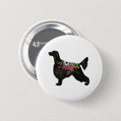 アイリッシュセッタードッグブリードボヘミアンフローラシルエット 缶バッジ (正面&裏面)