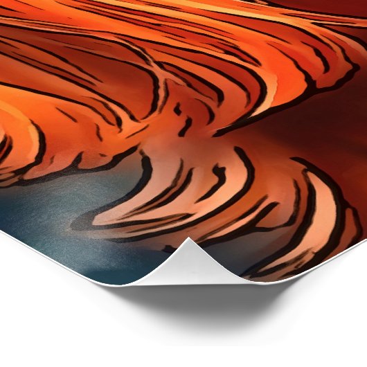 アイリッシュセッターペットポートレートブラック輪郭アート ポスター (コーナー)