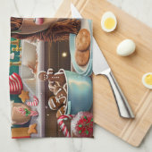 アイリッシュセッターホリデーベーキング:フェスティバルクリスマス キッチンタオル (四つ折り)