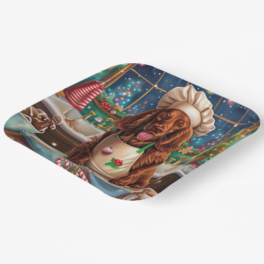 アイリッシュセッターホリデーベーキング:フェスティバルクリスマス ペーパープレート (傾斜あり)