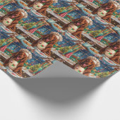 アイリッシュセッターホリデーベーキング:フェスティバルクリスマス ラッピングペーパー (角)