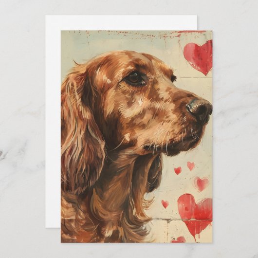 アイリッシュセッターヴィンテージバレンタインデー シーズンカード (正面/裏面)