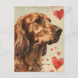 アイリッシュセッターヴィンテージバレンタインデー ポストカード