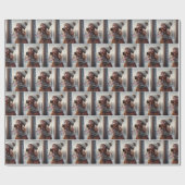 アイリッシュセッター犬が凍ったポールをなめる ラッピングペーパー (フラット)