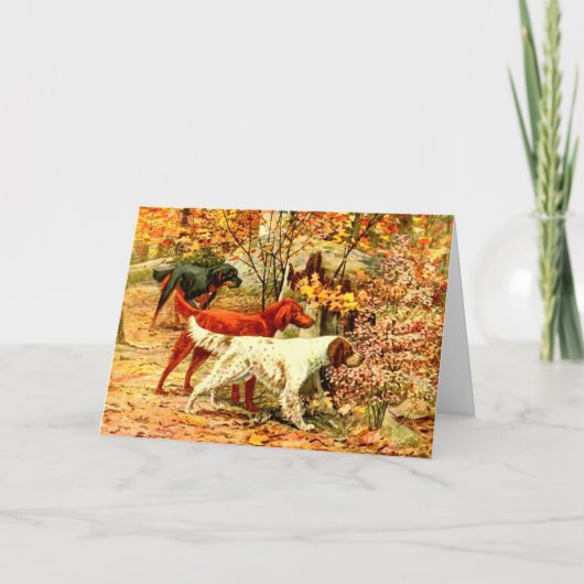 アイリッシュセッター犬の秋林狩りヴィンテージ カード (正面)