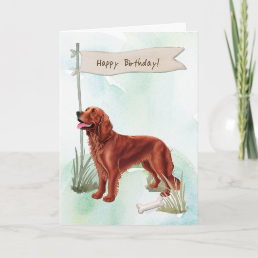 アイリッシュセッター犬の誕生日サイン カード (正面)
