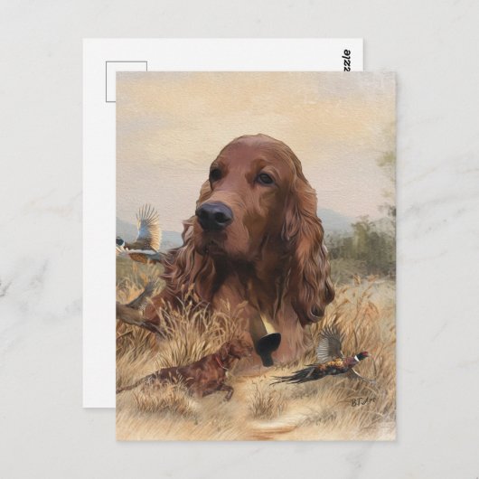 アイリッシュセッター狩りフェアシャンアート ポストカード (正面/裏面)