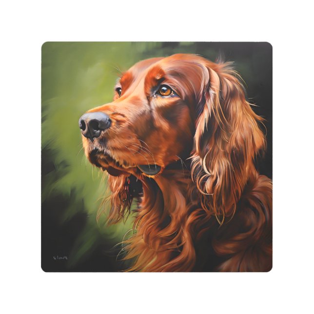 アイリッシュセッター現実主義アートポートレート メタルプリント (正面)