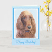 アイリッシュセッター絵画ズ – かわいいオリジナルドッグアート カード (黄色い花)