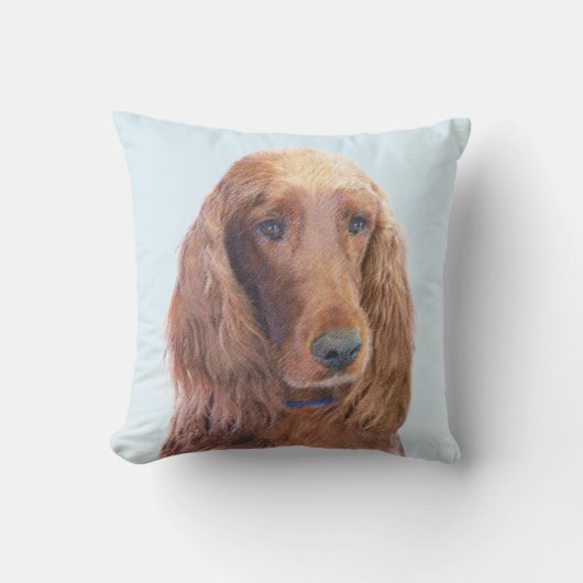 アイリッシュセッター絵画ズ – かわいいオリジナルドッグアート クッション (正面)