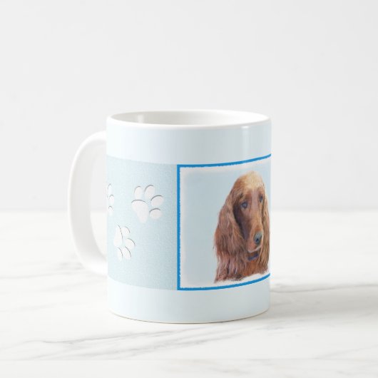 アイリッシュセッター絵画ズ – かわいいオリジナルドッグアート コーヒーマグカップ (正面左)