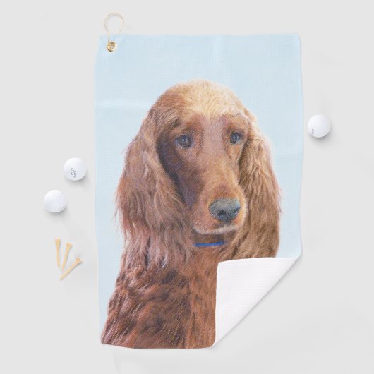 アイリッシュセッター絵画ズ – かわいいオリジナルドッグアート ゴルフタオル (インサイチュ)