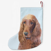 アイリッシュセッター絵画ズ – かわいいオリジナルドッグアート スモールクリスマスストッキング (裏面)