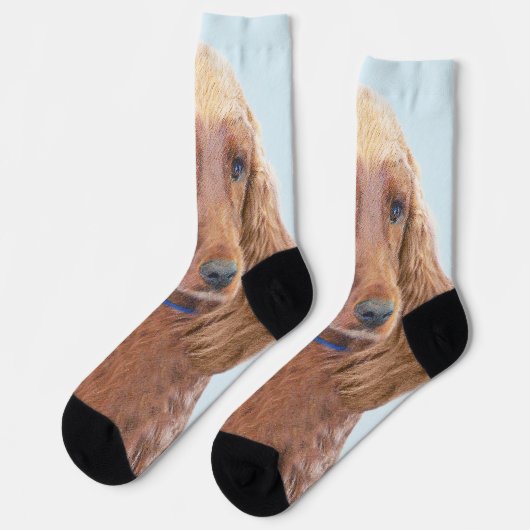 アイリッシュセッター絵画ズ – かわいいオリジナルドッグアート ソックス (左)