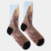 アイリッシュセッター絵画ズ – かわいいオリジナルドッグアート ソックス (右)