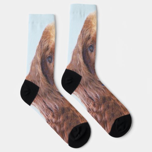 アイリッシュセッター絵画ズ – かわいいオリジナルドッグアート ソックス (右)