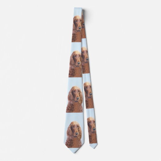 アイリッシュセッター絵画ズ – かわいいオリジナルドッグアート ネクタイ (正面)
