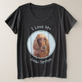 アイリッシュセッター絵画ズ – かわいいオリジナルドッグアート プラスサイズTシャツ (デザイン正面)